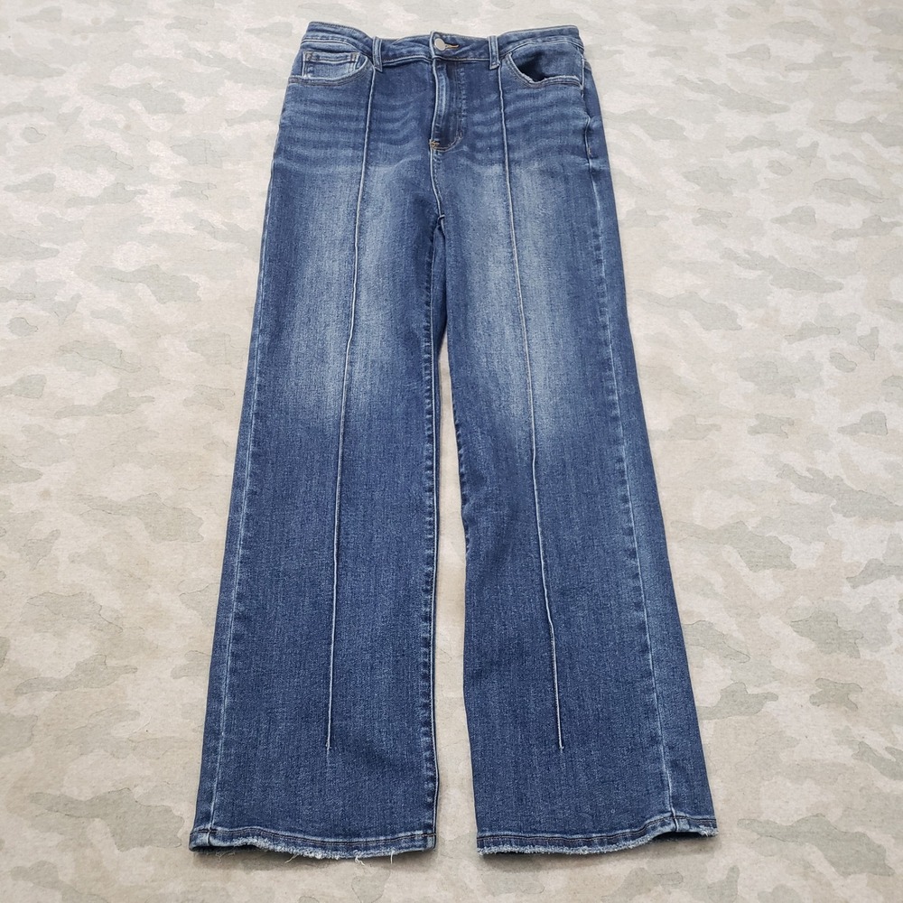 Risen Jeans Womens 13/31 Blue Stretch Wide Leg Pockets Denim Medium Wash